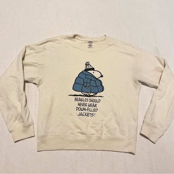 Peanuts Snoopy Uniqlo Printed Sweatshirt Size Medium Sweater - Picture 1 of 16